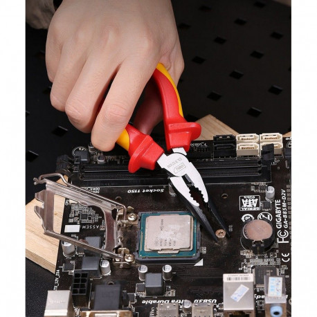 Диэлектрические удлиненные плоскогубцы Deli DL512106 160мм, сталь Cr-V, сертификат VDE для работ под напряжением до 1000 В-6