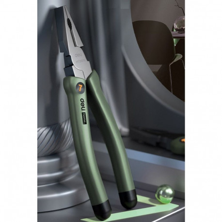 Комбинированные плоскогубцы "Home Series Green" Deli HT2007L 180мм, эксклюзивный дизайн, рукоятка из высококачественного софттач пластика-3