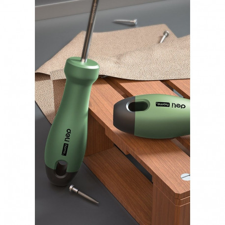 Набор отверток "Home Series Green" Deli HT1004L 4шт SL5x100+SL6x150+PH1x100+PH2x150, эксклюзивный дизайн, рукоятка из высококачественного софттач пластика-4