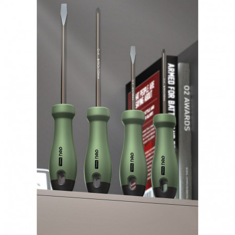 Набор отверток "Home Series Green" Deli HT1004L 4шт SL5x100+SL6x150+PH1x100+PH2x150, эксклюзивный дизайн, рукоятка из высококачественного софттач пластика-5