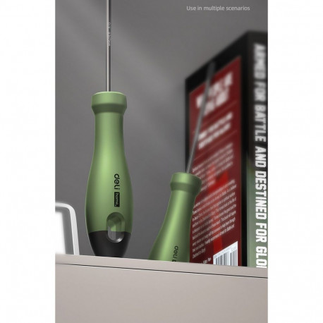 Шлицевая отвёртка "Home Series Green" Deli HT1103L 3x75мм Эксклюзивный дизайн, рукоятка из высококачественного софттач пластика-6