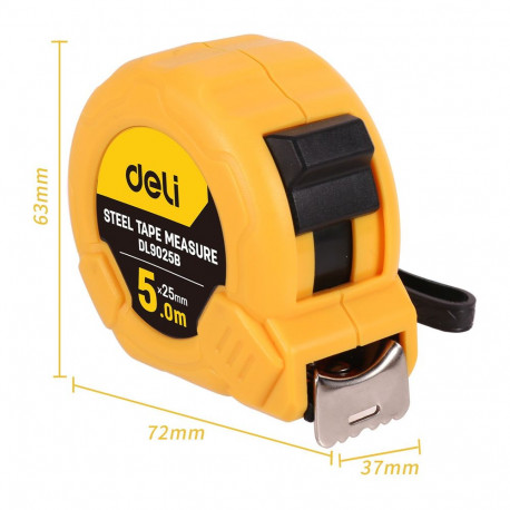 Рулетка Deli DL9025B 5м*25мм, метрическая, ударопрочный корпус-1