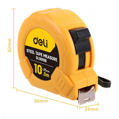 Рулетка Deli DL9010B 10м*25мм, метрическая, ударопрочный корпус-1