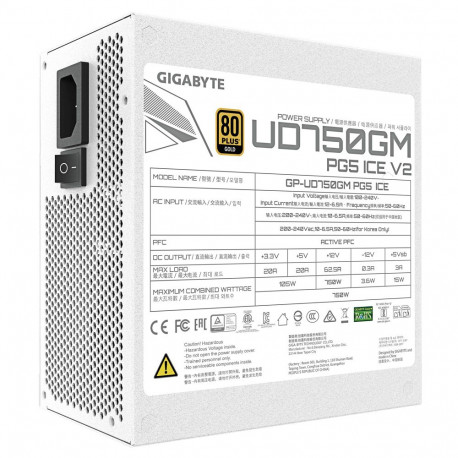 Блок питания ПК Gigabyte UD750GM PG5 ICE 750W, 80Plus, Gold, Полностью модульный, White colour-3