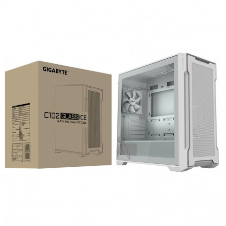 Корпус для ПК Gigabyte C102GI Glass Ice (White) MidTower, mATX, USB3.0 x2, Audio I/O, GPU:410mm, White, TG (28300-C102B-2CRR)-7