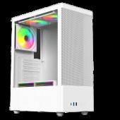 Корпус для ПК ACD Citadel 108W ATX, Type-C + 2XUSB ports + HD audio combo, Mesh, TG, White.