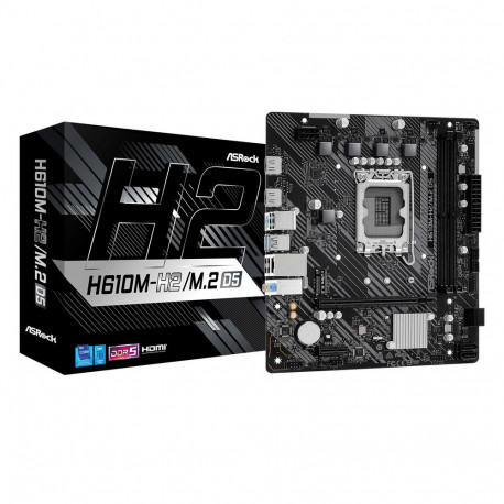 Материнская плата ASRock H610M-H2/M.2 D5, Socket 1700, Intel®H610, 2xDDR5-4800, HDMI+HDMI, 1xPCI-Ex16, 1xPCI-Ex1, 4xSATA3, 1xM.2, 8Ch Audio, GLan, (4+2)xUSB2.0, (2+2)xUSB3.2, 1xPS/2, mATX, RTL