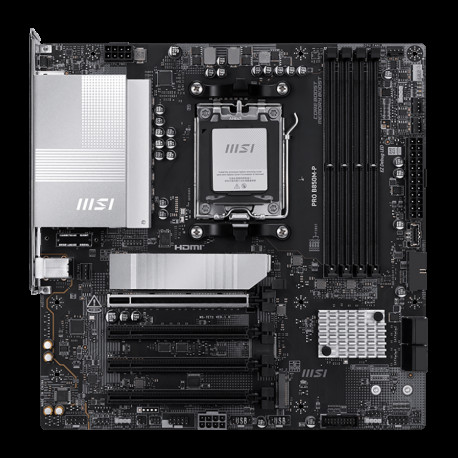 Материнская плата MSI PRO B850M-P B850, AM5, 4*DDR5, 4*PCIEx16, 3*M.2, 2*TypeC, 1*USB3.2Gen2, 6*USB3.2Gen1, 8*USB2.0, 4*SATA3.0, 5G, DP, HDMI, M-ATX, RTL-1