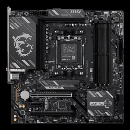 Материнская плата MSI B850M GAMING PRO WIFI6E B850, AM5, 4*DDR5, 4*PCIEx16, 2*M.2, 2*TypeC, 3*USB3.2Gen2, 6*USB3.2Gen1, 4*USB2.0, 4*SATA3.0, 2.5G, DP, HDMI, mATX, RTL-1