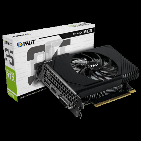 Видеокарта Palit RTX3050 STORMX 6GB GDDR6 96bit DVI DP HDMI 1FAN ITX RTL-1