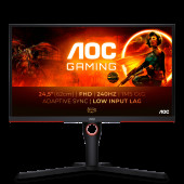 Монитор 24.5" AOC AGON 25G3ZM VA, 1920x1080, 240Hz, 1ms, 300сd/m, 3000:1 | 2xHDMI(2.0), DP(1.2) | HAS, Pivot, Swivel, InPSU, Speakers, Vesa 100, Black/Red