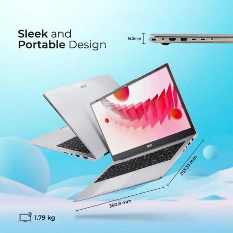 Ноутбук Acer Aspire 3 A325-42 AMD Ryzen 7 7730U/16Gb (1*16 D4)/SSD512Gb/UMA/15.6"/IPS/FHD/1920x1080/NoOS/Silver/1.78kg-5