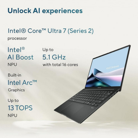 Ноутбук ASUS Zenbook 14 UX3405CA-U7512 Intel Core Ultra 7 255H/16Gb (soldered D5)/SSD512Gb/UMA/14"/OLED/Touch/WUXGA/1920x1200/120Hz/Win11 (SL English)/Grey/1.28kg-2